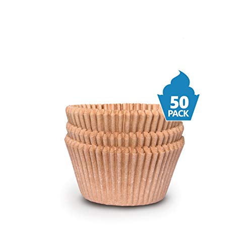 Cupcake Baking Cup Liner - Jumbo Size Extra Thick Unbleached Brown Disposable Cup Parchment Liner for Baking- Food Grade No Smell - Muffin Paper Baking Cups by NextClimb Pack of 50