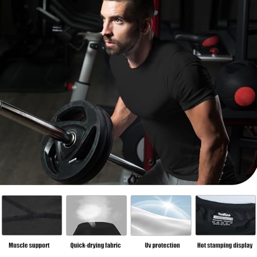 Men’s Compression Shirt Short Sleeve Athletic Top Sports T-Shirt Undershirt Base Layer Shirts Tight for Workout Gym4