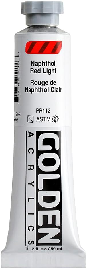 Heavy Body Acrylics, Naphthol Red Light, 2 fl. oz. Tube, Professional Acrylic Paint, Semi-Transparent