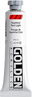 GOLDEN Heavy Body Acrylics, Naphthol Red Light, 2 fl. oz. Tube, Professional Acrylic Paint, Semi-Transparent