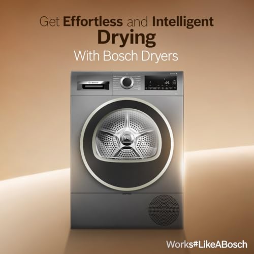 Image of Bosch 9 kg Front Load Fully-Automatic Heat Pump Tumble Dryer, 100% Drying, 5 Drying Options, Reduces 99.9% Allergens, Ready-to-Wear, Cast Iron Grey, WQG2420RIN (2026 Model)