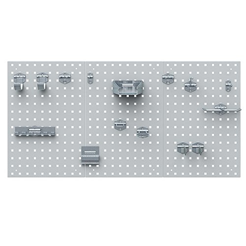 HUAKEHOM Werkbank Set Mit 4 Lochwänden & 2 Wandschränken - 500kg Tragkraft