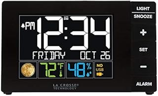 La Crosse Technology W88723 Color Alarm Clock with Temperature & Humidity with USB Port, 5.90