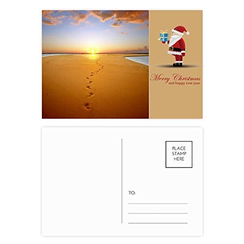 Cartes postales Footprint Sunset avec chameau et Père Noël pour vœux originaux - Lot de 20