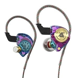 Wired Gaming Earbuds, Ak3file in Ear Monitors, Deep Bass Sound Wired Earbuds, HiFi in Ear Headphones with 1DD 10mm Dynamic Driver, IEM for Music Gaming Video Calling (Purple)