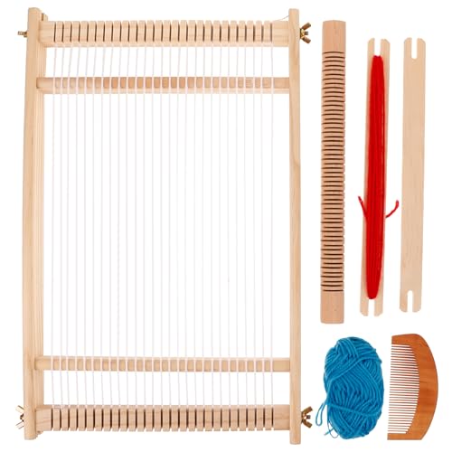 Métier à Tisser Bois BORDEAG 28x25cm - Kit Débutant Avec Laine (12 Couleurs) - Loisir Créatif DIY