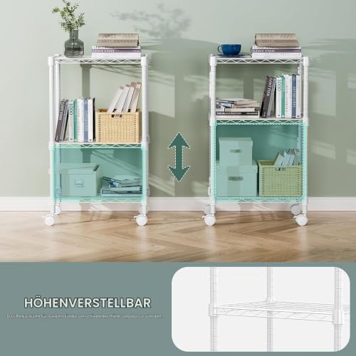 M MZG 3-stufiges Metallregal, Regal bis 340.5 kg, platzsparendes Aufbewahrungsregal für Küche, Bad, Büro, Vorratsraum und Abstellraum… – Ansicht 5