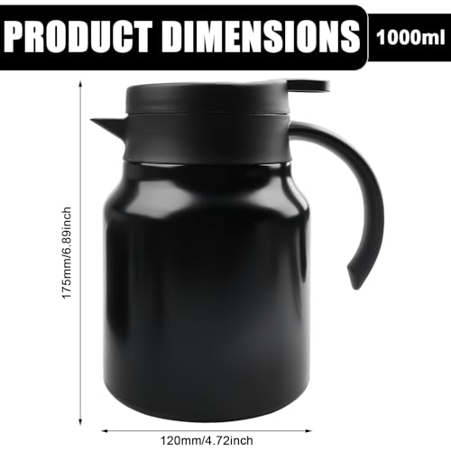 1L Thermoskanne mit Teesieb, Isolierkanne mit Temperaturanzeige Edelstahl Doppelwand Teekanne Thermo Kaffeekanne Thermo für Kaffee, Tee und Milch