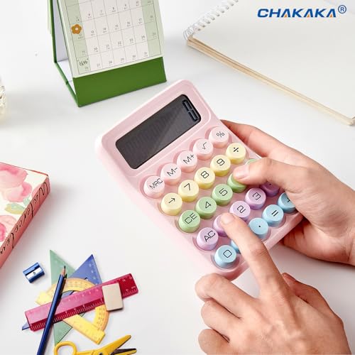 Image of Mechanical Calculator, Cute Pink Desk Calculator, Large Buttons