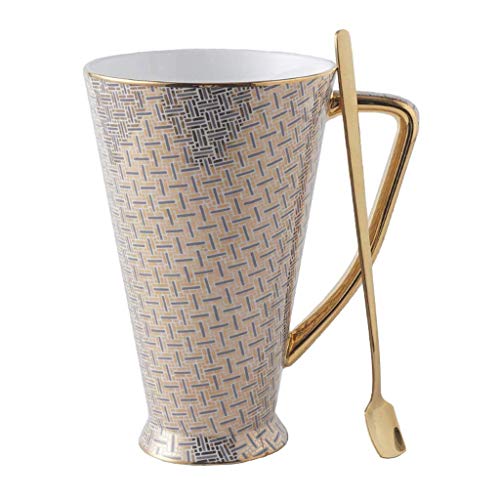Tassen, Kaffeetasse Tasse, Porzellan-Tassen Kaffeetasse Mit Löffel Für Kaffee Tee Latte Oder Kakao, Frühstück Hafermehlkasse - 460Ml,B.