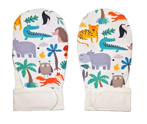 Waterproof Sensory Chew Gloves for Kids Autism Sensory Products Bite Sleeves, Stop Nail Biting Teething Mittens Oral Therapy,Bite Proof Gloves for Autistic Special Needs(Animal Cartoon, Small)