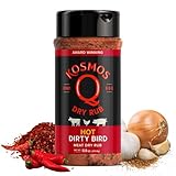 Kosmos Q Dirty Bird HOT BBQ Rub | Savory & Spicy Blend | Great on Chicken, Pork, Steaks & Brisket | Best Barbecue Rub | Meat Seasoning & Spice Dry Rub | 11 oz Shaker Bottle