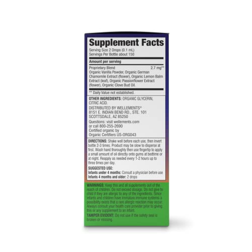 Wellements Organic Nighttime Baby Tooth Oil. Soothing Massage Oil For Tiny Gums. Promotes Peaceful Nighttime Teething. Organic Blend Of Essential Oils & Sleepytime Herbs. 0.5 Fl Oz. 4 Months + thumb #1