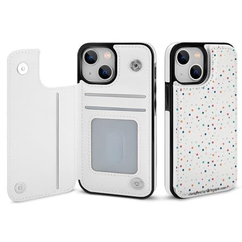 適用 iPhone15Pro用ケース 手帳型 水玉柄 ドット スマホケース カード収納 スタンド機能 アイフォン15Proケース 耐衝撃 PUレザー カバー 財布型 Case