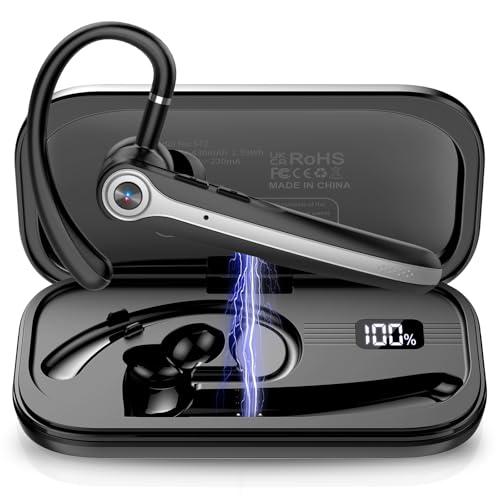 Manos Libres Auricular Bluetooth V5.4, Auriculares inalambricos Bluetooth con Doble Micrófono Cancelación, 25H de Conversación, 180H en Espera, Manos Libres Oreja para Conducir/Negocios/Oficina, Negro