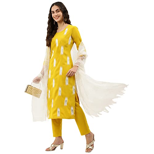 Image of NAINVISH Crepe Kurti Pant & Dupatta | Kurta Set for Women | Women Kurta Pant Dupatta Set | Kurta Pant with Dupatta Set | Printed Kurta Pant Dupatta Set
