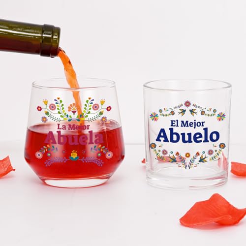 50% OFF Juego de copas para abuelos en español - Regalo perfecto