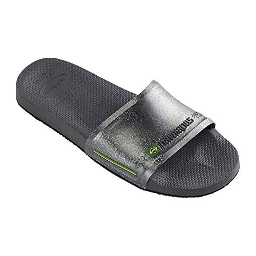 Havaianas Old Slide Brasil, Chanclas Unisex adulto, New Graphite, 39/40 EU