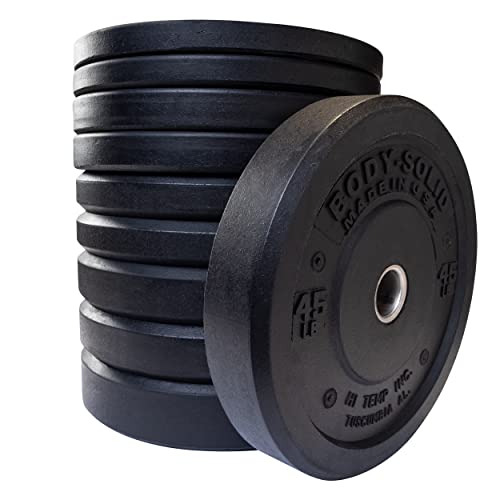 Body-Solid Rubber (OBPH260) Coated Olympic Weight Plate with Anti-Slip Grip - Perfect for Strength Training, Home Gym, and Barbell Workouts, 260lbs. Set