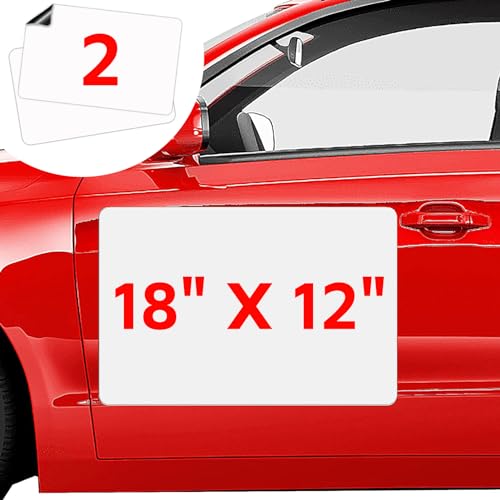 Image of 2 Pack Blank Car Magnets, 18 inch x 12 inch Car Door Magnets Signs, Rounded Corners Magnetic Vehicle Sign for Car to Advertise Business and Cover Company Logo, Prevent Car Scratches & Dents