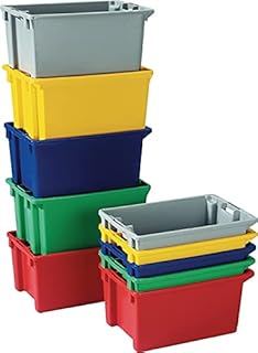 Recipiente apilable (polipropileno, 590 x 380 x 202 mm), color azul
