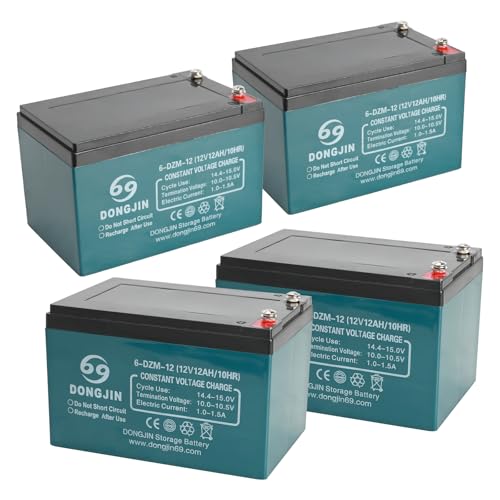 4PCS 12V 12Ah 6-DZF-12 6-DZM-12 Battery Rechargeable Maintenance Free SLA AGM Battery Replacement For 48V Electric Motor Mobility Scooter ATV Quad Bikes Dirt Bike Motorcycle Go Kart MX500 MX350 MX650