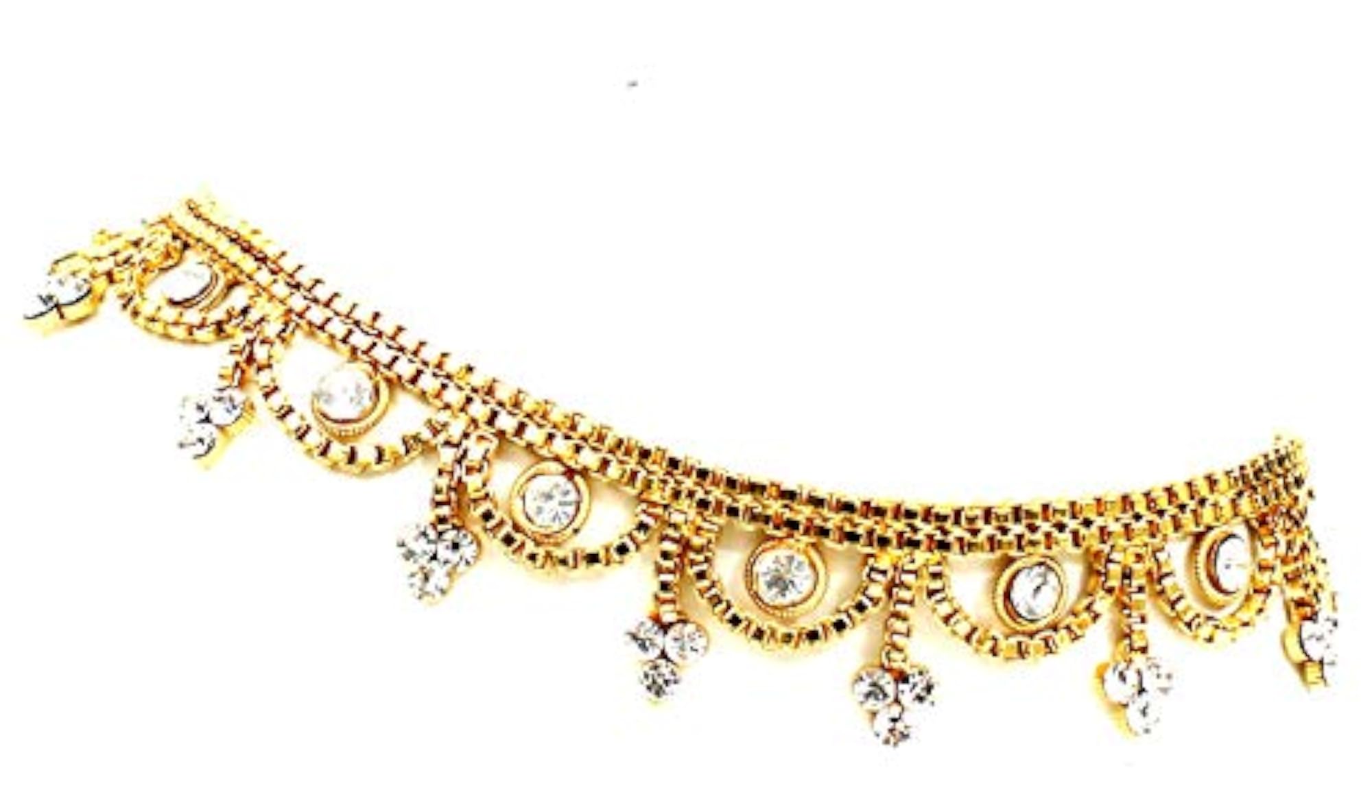 Women's Stylish Gold Plated Anklets with American Diamonds