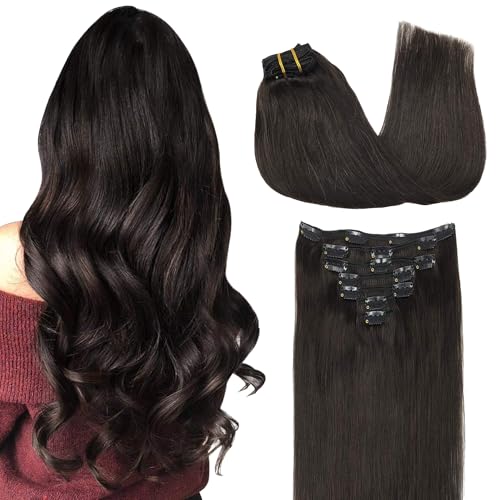 GOO GOO Clip in Hair Extensions Real Human Hair, Remy