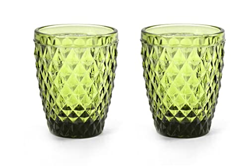 Gicos Set 6 bicchieri bichiere acqua 250 ml in vetro colore verde 10 cm GIN-820526