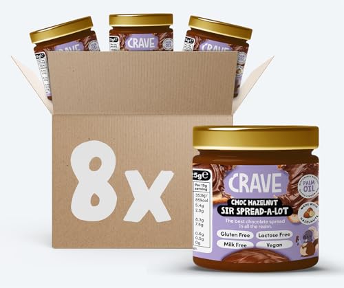 Crave Free From | Sir Spread-A-Lot 8x225g | Chocolate Hazelnut Spread | Rich, Creamy, and Perfectly Smooth | Vegan | Gluten Free | Lactose Free