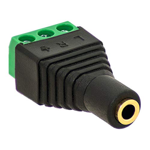 1x Klinken Buchse 3,5mm Adapter  Terminal Block 3-Pin Schraub Klemmen Vergoldet