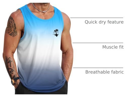 Image of VOGSTART Mens Beach Tank Tops Summer Vacation Graphic Sleeveless Shirts