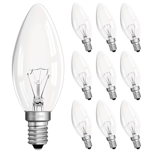 Morotty C35 Glühbirne E14 Kerze Dimmbar E14 Kerzenbirnen Klar 230V 250LM Kerzenlampe 2700K Warmweiß Kerzenbirnen Dimmbar für Kronleuchter Wandlampe Tischlampe 10 Stück