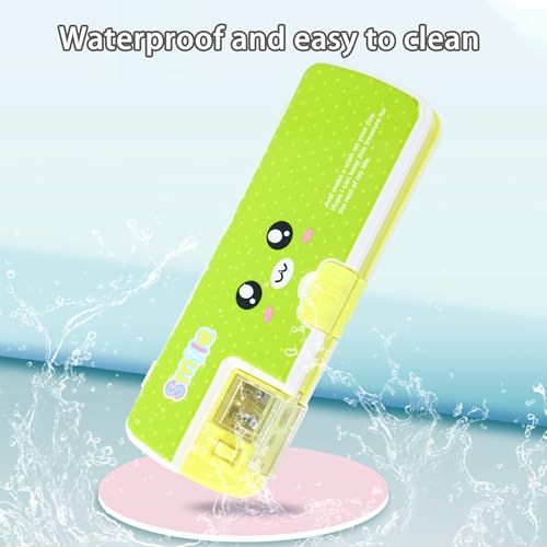 Image of Double Layer Pencil Case, Plastic Pencil Boxes with Pencil Sharpener, Cute Pen Box Organizer for Pencils, Erasers, Paper Clips, School Supplies, Best Birthday Gifts for Kids Teens(Green)