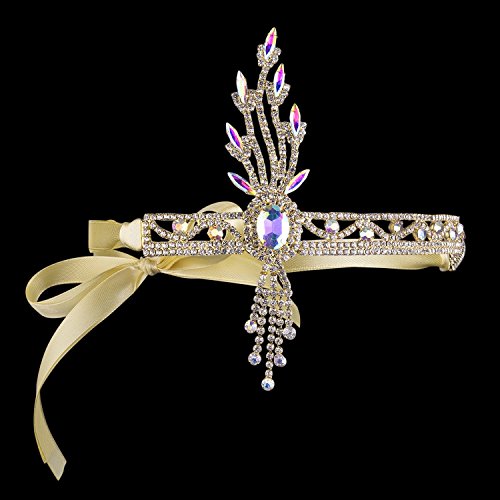 BABEYOND 1920s Flapper Headband Great Gatsby Inspired Art Deco Headpiece Vintage 20s Flapper Gatsby Accessories Gold Tone