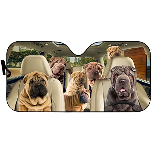 Parasol para parabrisa Shar-Pei plegable ideal para proteger el coche del sol en la playa