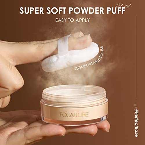 Focallure Perfectbase Oil-Control Loose Powder, Translucent Loose Setting Powder, Shine-Free Finishing Powder, Long-Lasting And Lightweight Foundation Makeup, Super Soft Powder Puff Included, Medium #TOP4