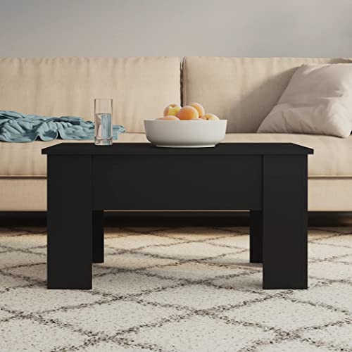 puraday Mesa de centro negra 79 x 49 x 41 cm de material de madera, mesa auxiliar para el salón, mesa auxiliar, mesa auxiliar para el salón, mesa auxiliar de madera