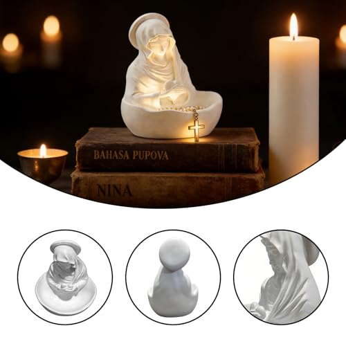 Figura Decorativa Virgen María en Resina Blanca 5 Pulgadas miniatura 3