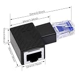 HAAMNING7 4 szt. RJ45 adapter kątowy RJ45, 90 stopni RJ45 męskie do żeńskiego przedłużenia, złącze sieciowe Cat6 LAN do drukarek, laptopów, routerów (lewy kąt + prawy kąt)