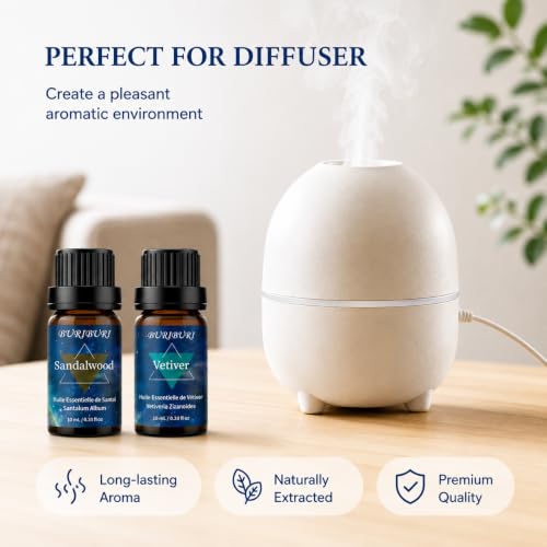 Image of BURIBURI Sandalwood Vetiver Essential Oil Set for Candle Making 2Pcs