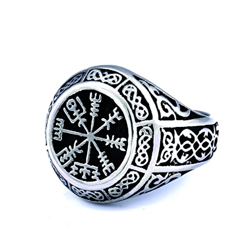 Bague Viking Homme en acier inoxydable gravé avec symbole Odin