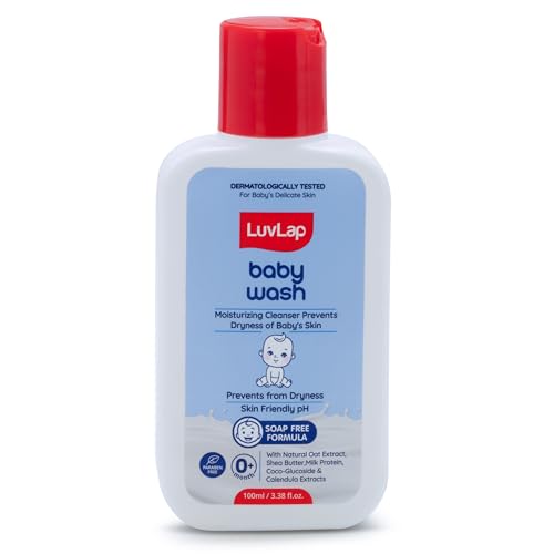Image of LuvLap Baby Wash-100ml, With Milk Protein, Oatmeal, Shea Butter and Vitamin E, Soap free,Baby Wash for Baby Bath, pH Balanced & Paraben free Natural Baby Wash, Dermatologically Tested