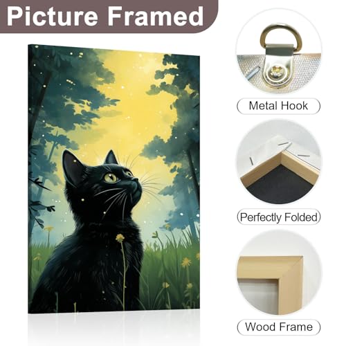 Poster chat noir lune cadre tableau déco murale ZMFBHFBH - 6