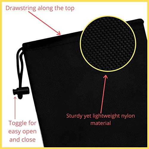 Drawstring Bag - Nylon Cinch and Ditty Stuff Pouch with Toggle (7 x 9-12 pack, Black)4