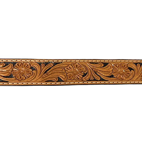 Twisted X Tan & Black Floral Tooled Leather Belt – Xibn-2 (34 – For 32” Waist) #TOP2