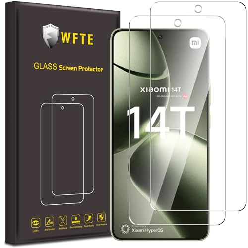 WFTE [2 Stück Schutzfolie für Xiaomi 14T/14T Pro Panzerglas folie 9H Härte Anti-Kratzen Anti-Bläschen Displayschutzfolien Schutz Glas für Xiaomi Mi 14T/14T Pro 5G