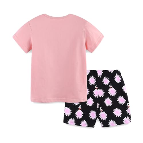Image of Toddler Girls Summer Clothes Cotton Short Sleeve T Shirt and Short Set Girls Outfit 2 Piece