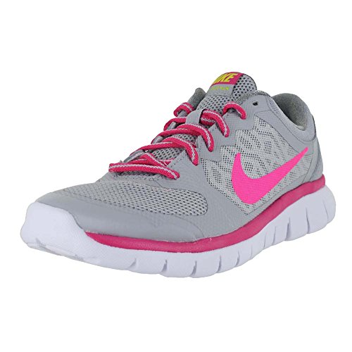 Nike Kids Flex Run 2015 (3.5Y-7Y) Grey Vivid Pink White Pink POW Size 6.5