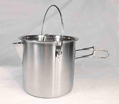 Teton Falls 52/68 Oz Stainless Steel Camping Pot Cooking Kettle + Silicone Oven Mitts